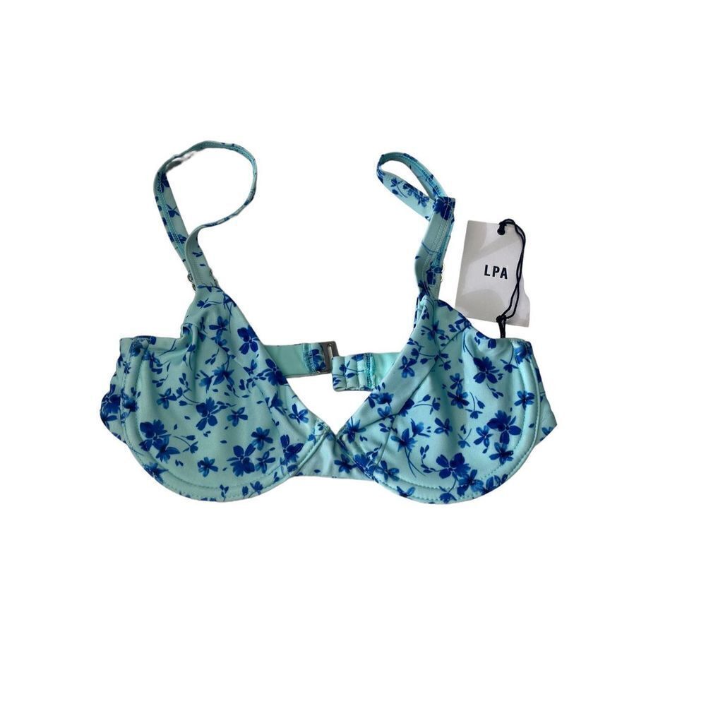 LPA Stella Bikini Top Floral Blue Size XS NWT (14-3)‎